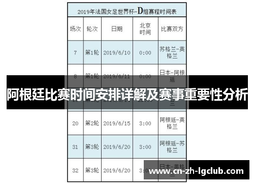 阿根廷比赛时间安排详解及赛事重要性分析 阿根廷比赛时间安排详解及赛事重要性分析